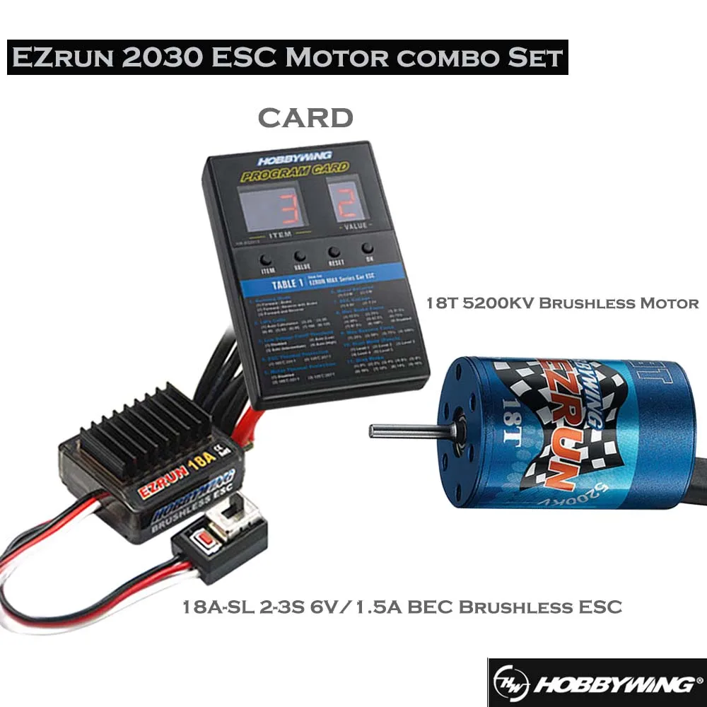 

Hobbywing EZRUN 2030 18A ESC + программатор + EZRUN 18T 5200 кв бесщеточный двигатель для 1/18 1/16 RC SCT / Buggies /Truck