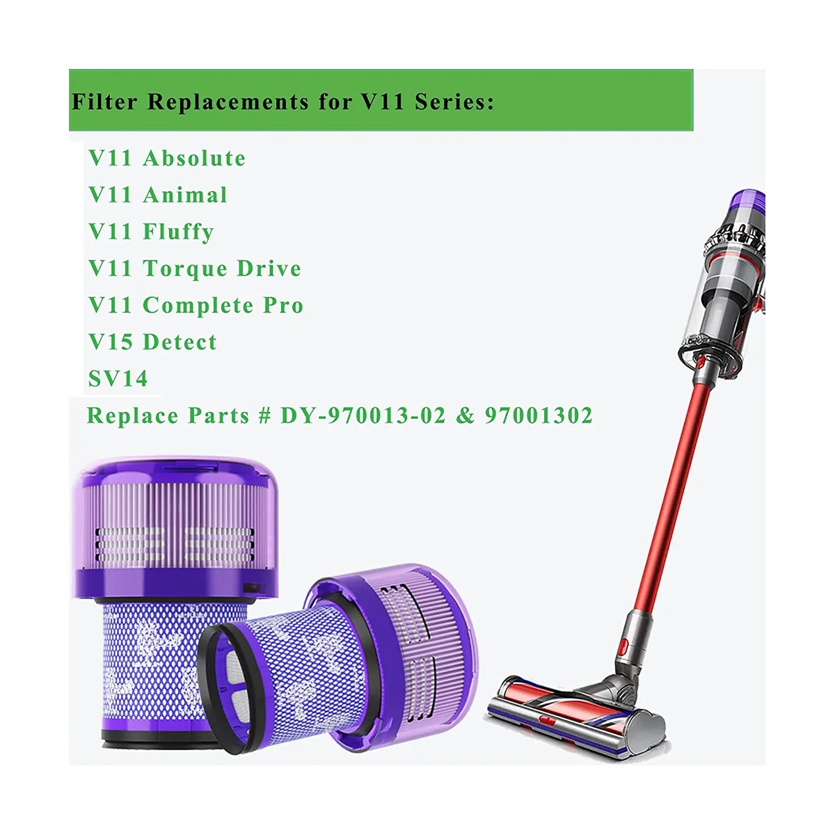 Filtre de rechange pour aspirateur V11, SV14, Animal Absolute, Couple Drive V15, Poignées, etc.