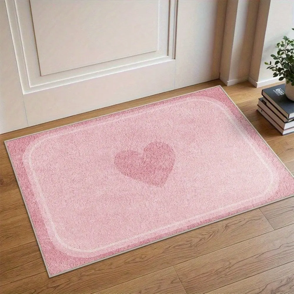 

M2 Plastic Backing Thickened Large Soft Mat Pink HeartShaped Simple Carpet Romantic And Cozy Design WearResistant Machine Washa