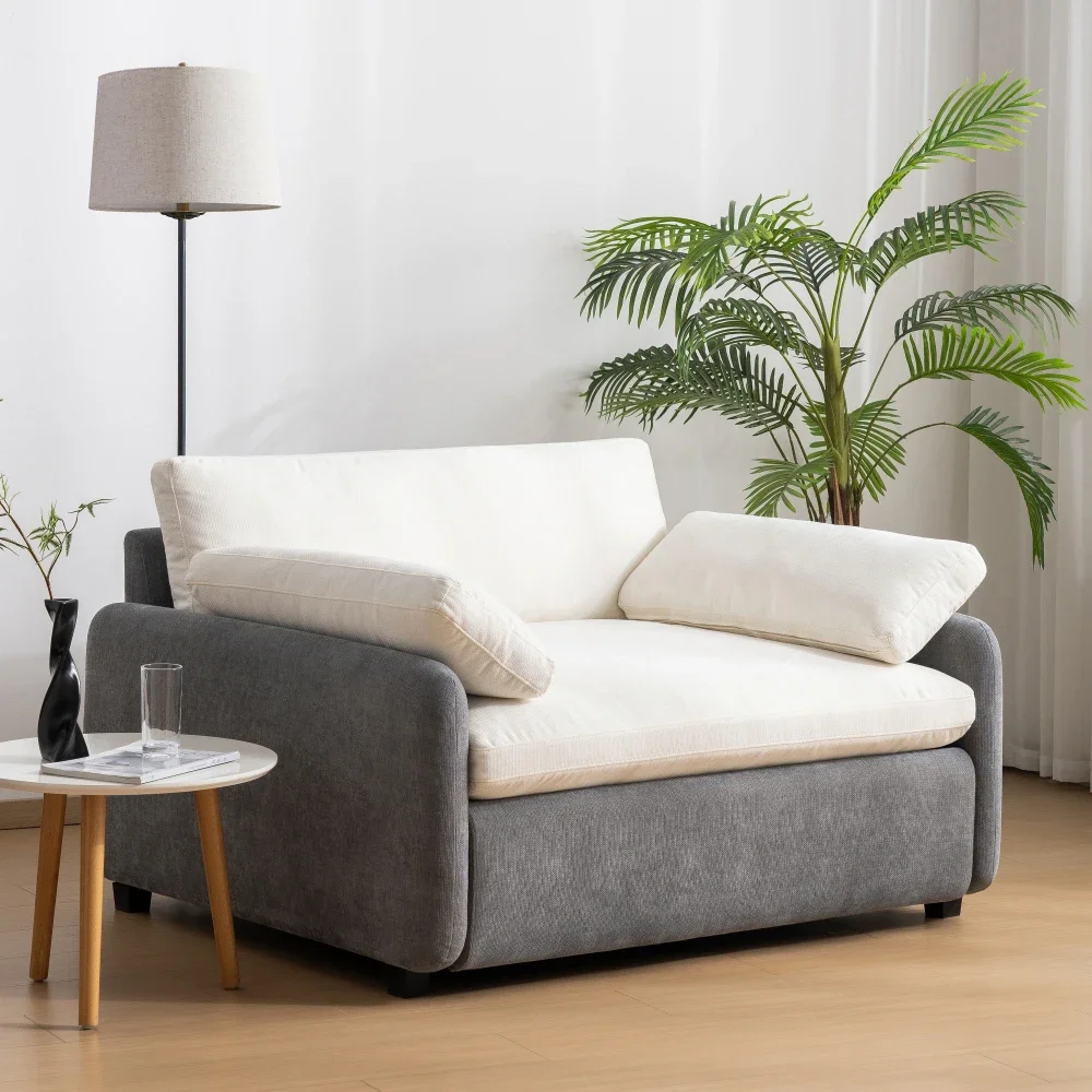 

[Video]50*43" Oversized Chenille Single Sofa Chair,Wide and Deep Seat Accent Chair,Modern Upholstered Comfy Armchair,Color Block
