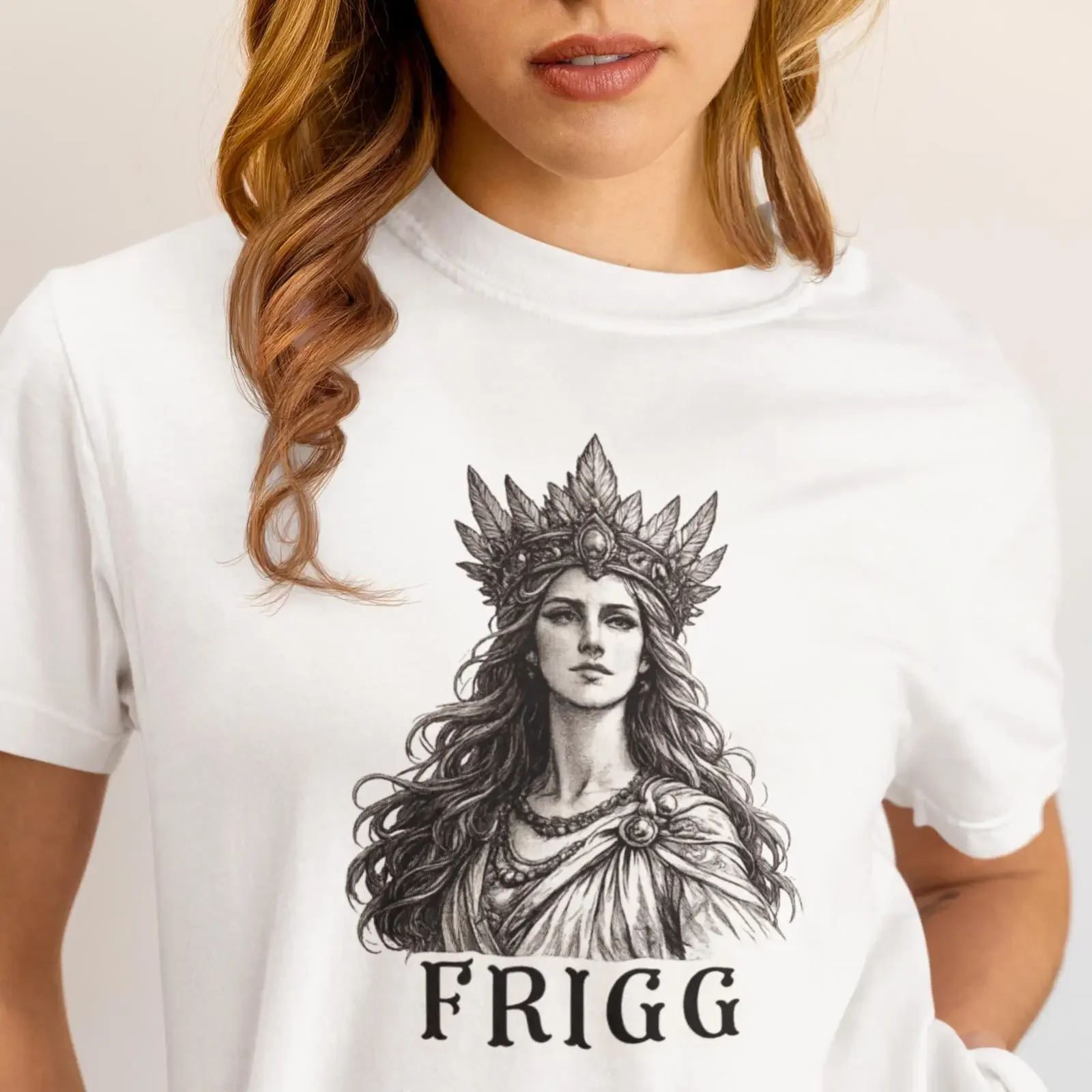 Frigg Norse Goddess T Shirt Viking Mythology Divine Feminine Earth Mother vintage Washed Top For Everyday Wear Comfortable