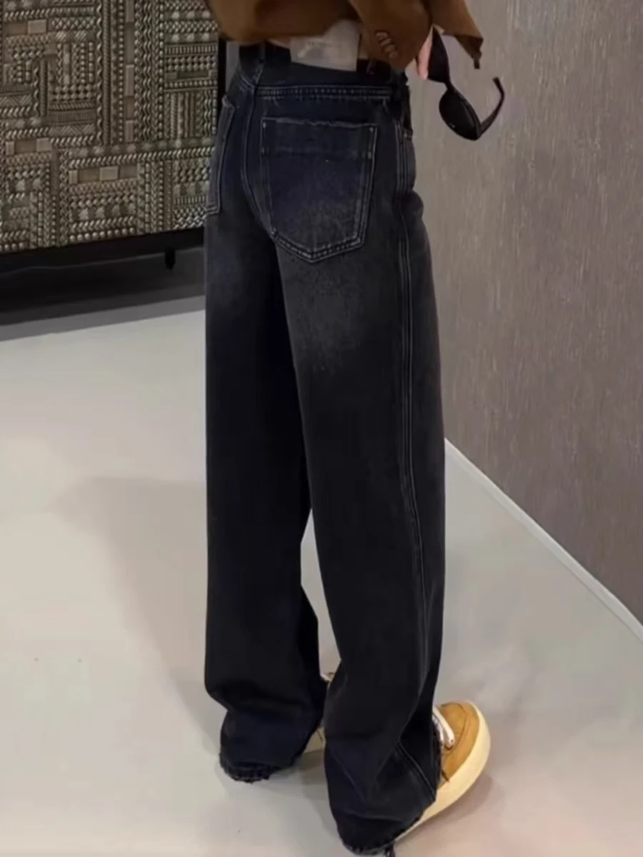 

plus Size High Waist Fce Lined Straight Leg Jeans Women's Autumn Winter Pear aped Body Slimming Wide Leg Pants