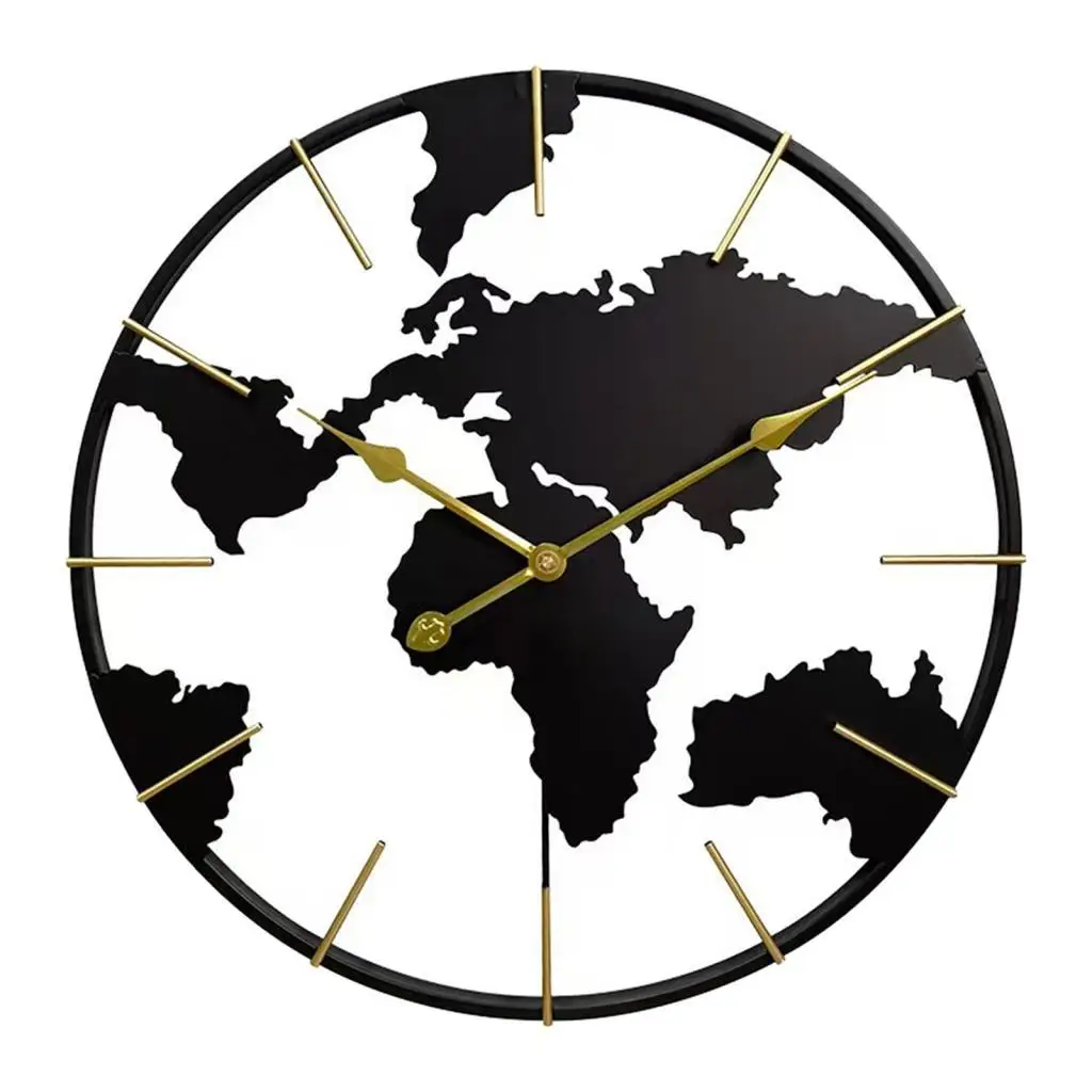 Wall Clock Analog Clock Practical Modern World Pattern Design Ornament Roman Numbers Versatile Silent for Bathroom Kitchen