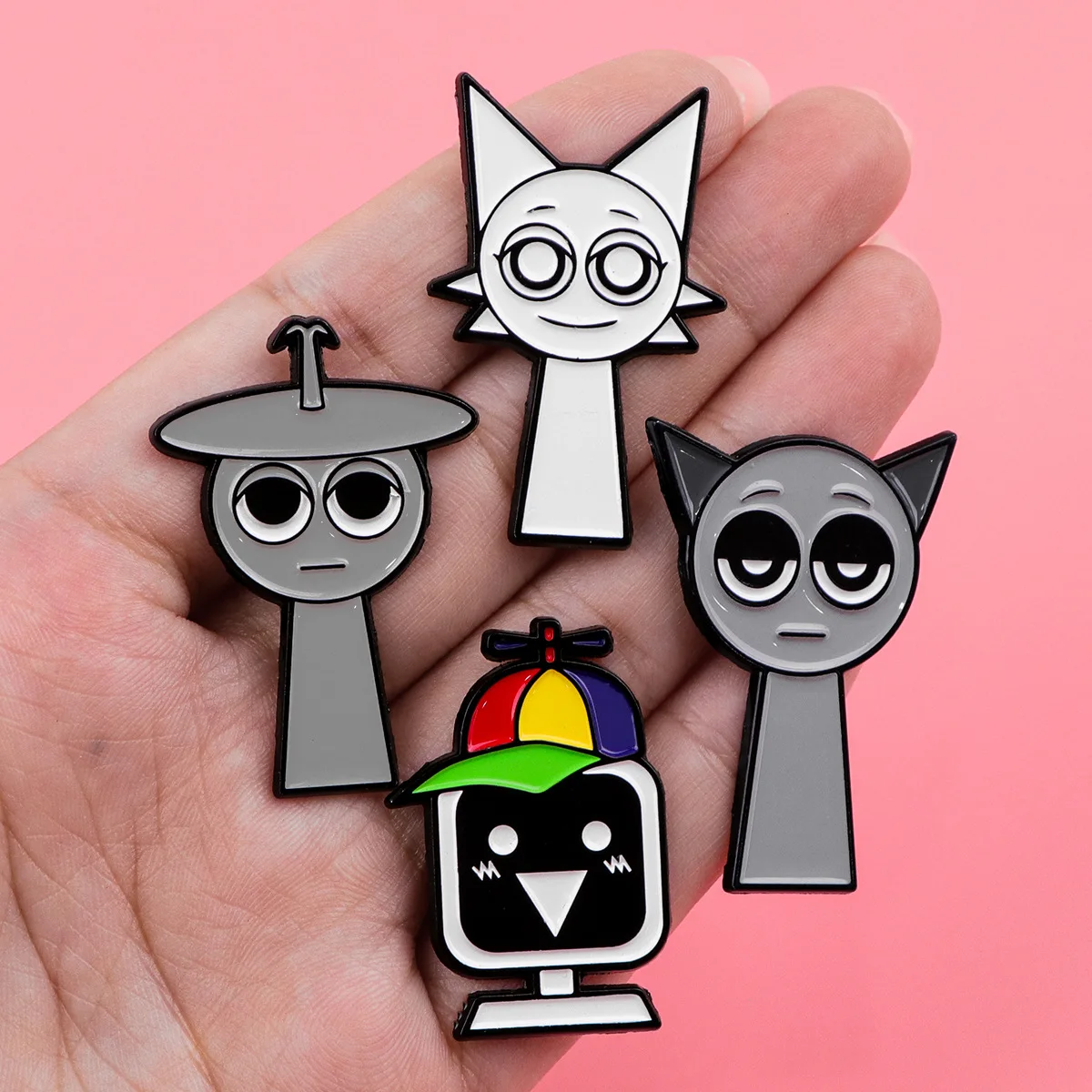 8 szt. Broszki Sprunki Hot Game Emaliowane Przypinki Cartoon Oren Raddy Simon Metalowa Odznaka Dekoracja Śliczne Akcesoria do Ubrań Plecaka Prezent