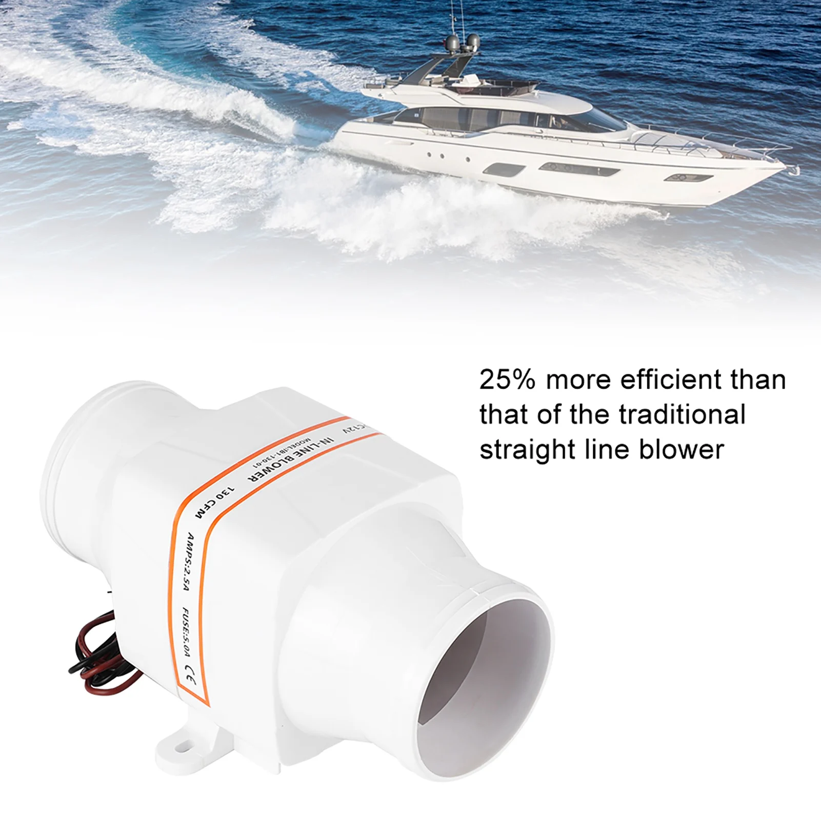 

3inch In Line Marine Bilge Air Blower Mute Strong Ventilation Fan for Yacht Boat RV(12V )