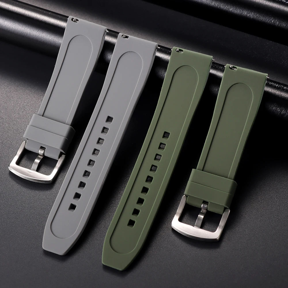 20mm 22mm Silicone Waterproof Sports Fashion Belt Watch Strap Rubber Watch Band Wristband Green for Seiko for Omega for Casio
