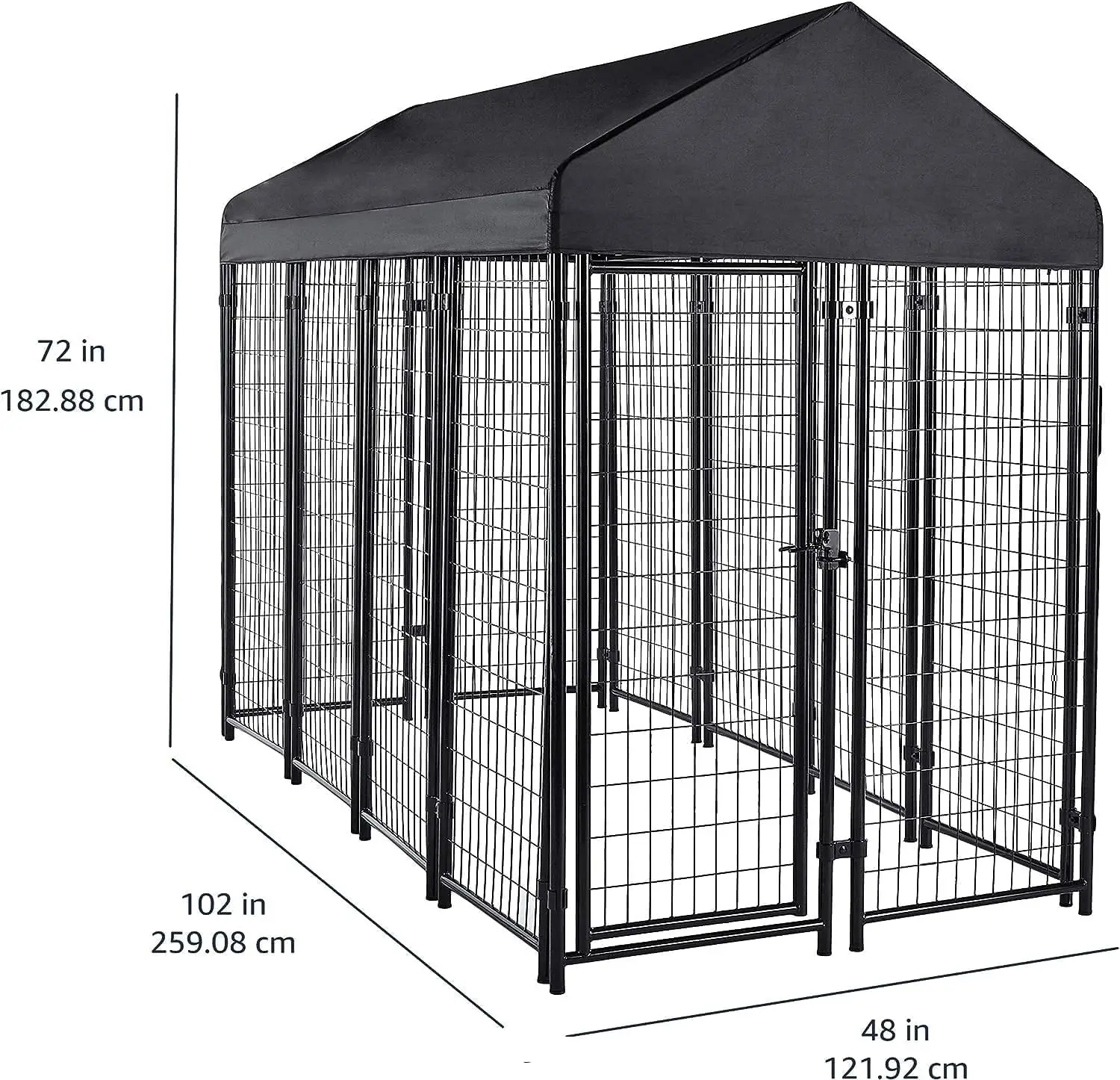 Welded Rectangular Outdoor Secure Wire Crate Kennel for Cat Dog Large Black swing-open door for easy in/out access