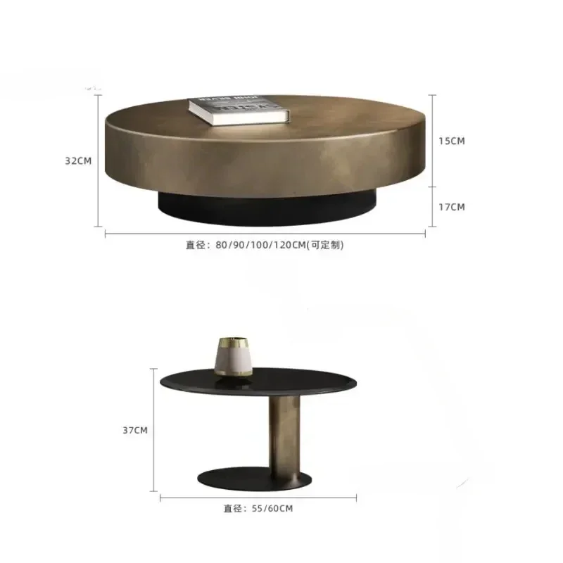 Designer Stainless Steel Coffee Tables European Luxury Round Tea Table Living Room Furniture Italian Tempered Glass Side Table