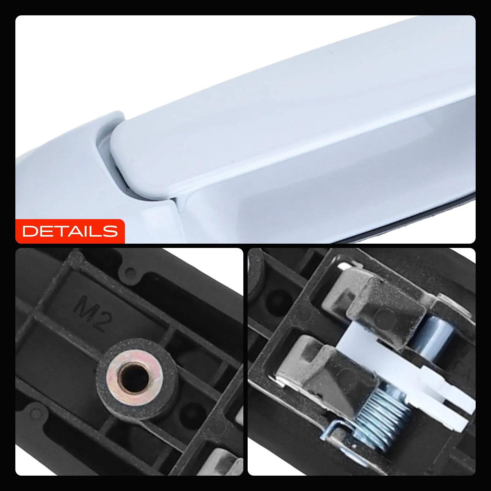 A-Premium Rear Driver or Passenger Side Painted 040 White Exterior Door Handle for Toyota Sienna 1998-2003