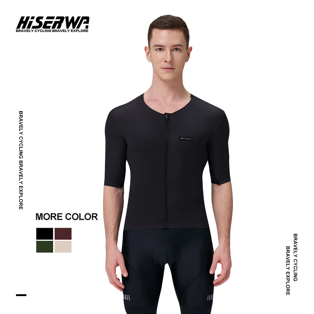 

HISERWA Men Cycling Jersey Pro Aero Short Sleeve Cycling Jerseys Seamless No Collar Design Bicycle Jersey Breathable Bike Shirts