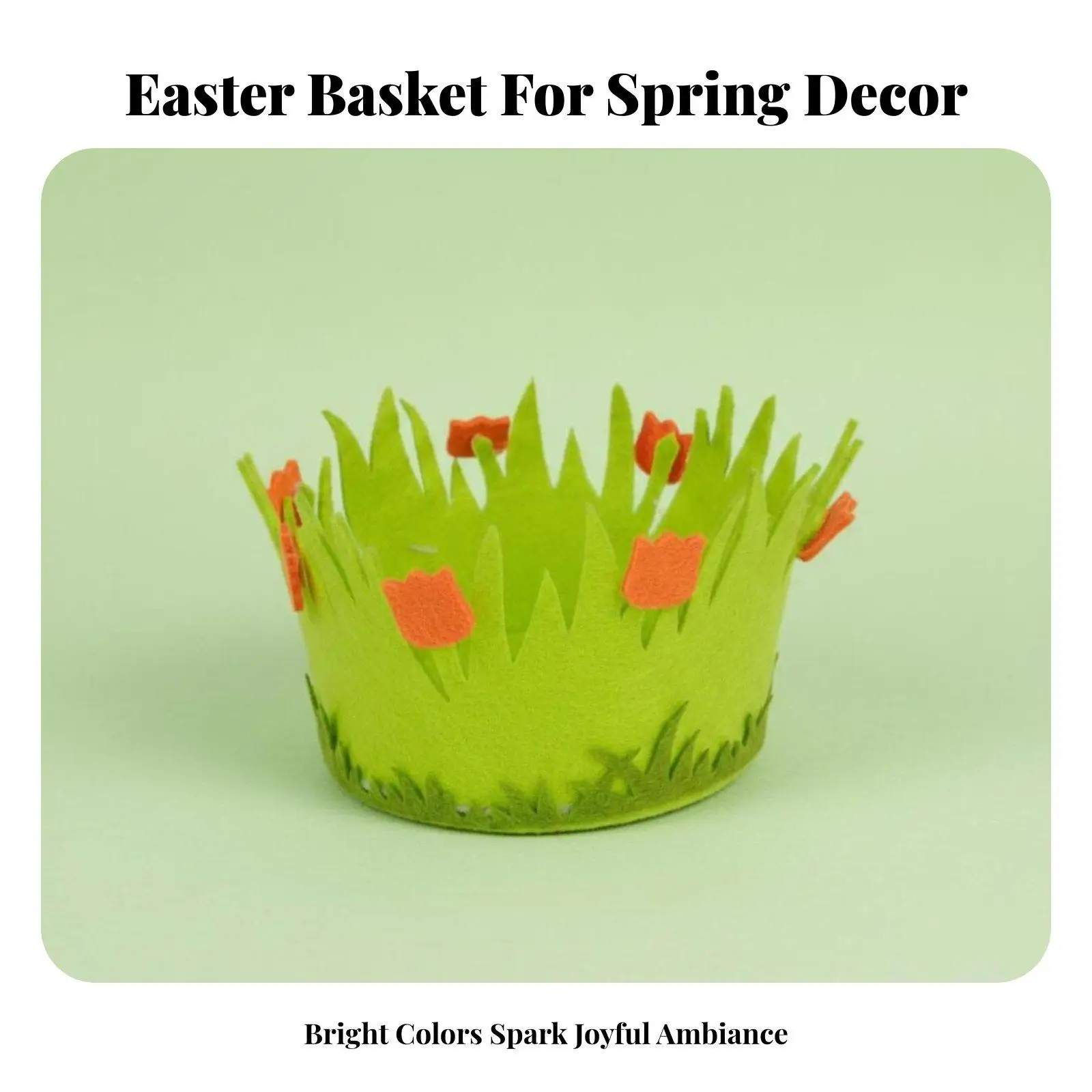 Green Easter Basket for Egg Hunt Non Woven Grass Design Spring Decoration Storage for Miniature Dollhouse Items and Craft