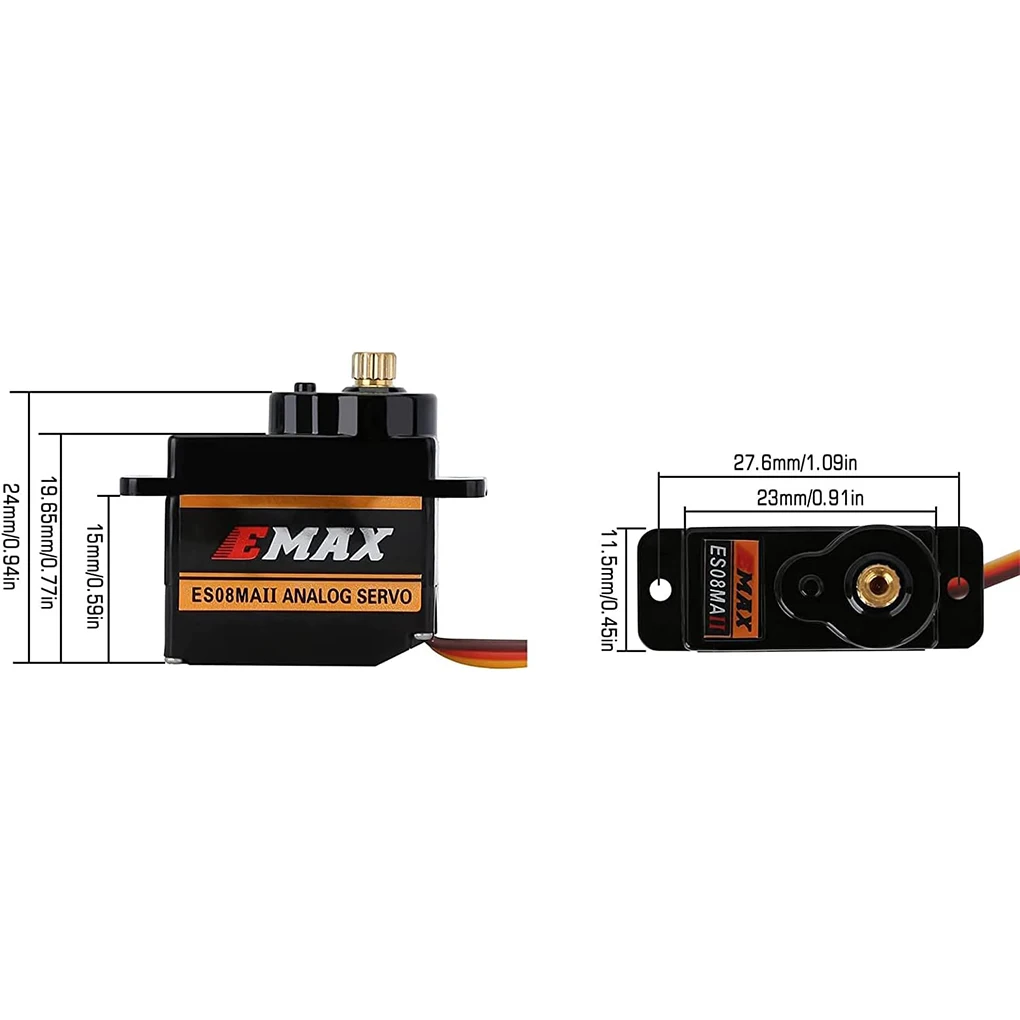 Emax EMX-SV-0275 ES08MA II 12g Servo ingranaggio analogico in metallo per Axial Scx24 90081 Axi00006 Axi00002 Gladiator 1/24 Rc ricambi auto