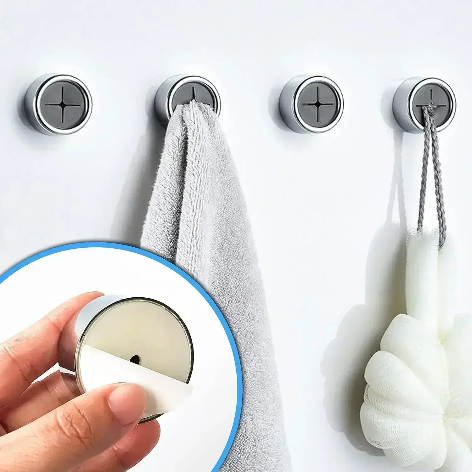 Self Adhesive Towel Plug Holder Wall Mounted Bathroom Organizers Towel Hooks Storage Rack Kitchen Rags Dishcloth Clips