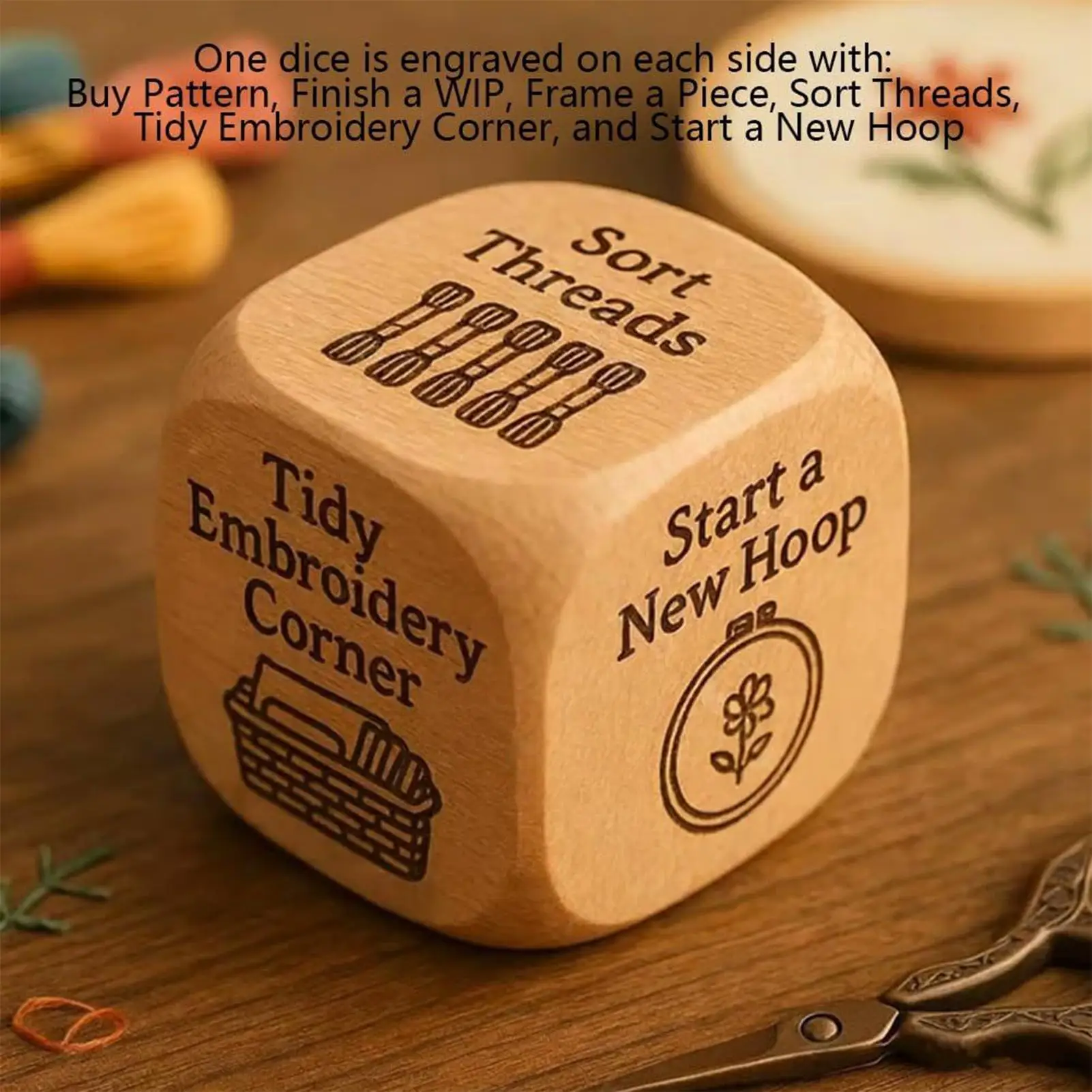 

Fun Dice Handmade 6-Sided Sewing Tool Quilter's Decision Dice With Quilting Tasks For Knitting Travel Workshop Artwork Classes