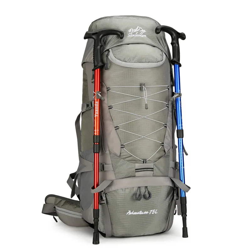 Cross-border outdoor hiking backpack 75 large suspended back plate removable water-proof fabric
