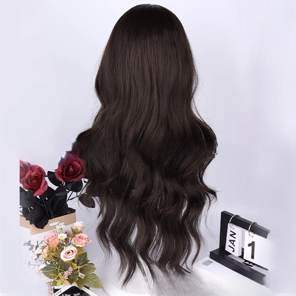 شعر مستعار تشى الانفجارات السوداء موجة كبيرة مايكرو لفة روز شبكة ارتفاع درجة الحرارة شعر مستعار الحرير كامل القبعات