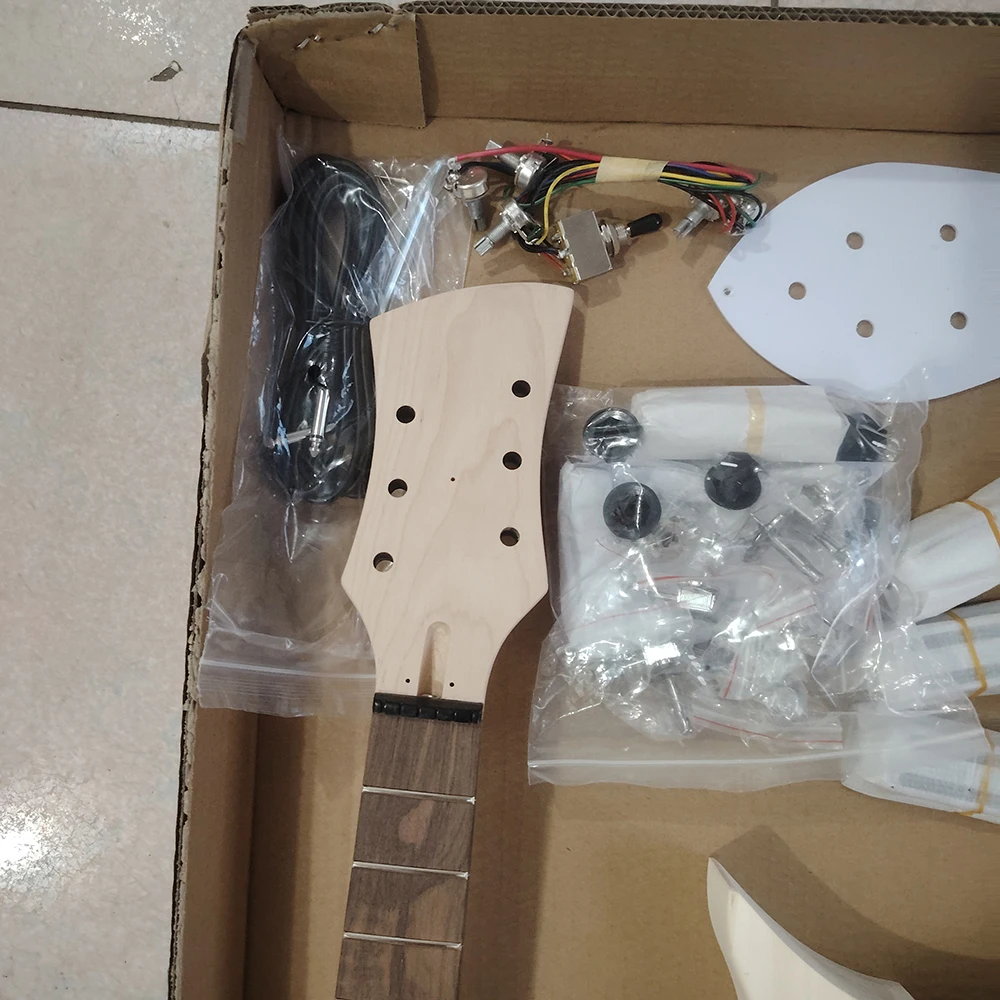 325 Kit chitarra elettrica fai da te RICKEN, legno trasparente, accessori completi, consegna veloce
