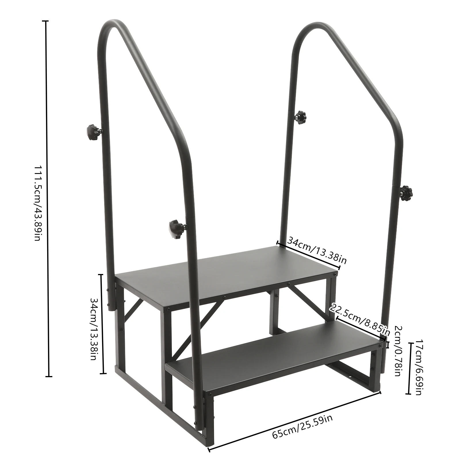 2 Step Ladder Porch Steps with Handrails Swimming Pool Ladder Above Ground Portable Step Stool for RV Travel Trailer Camper