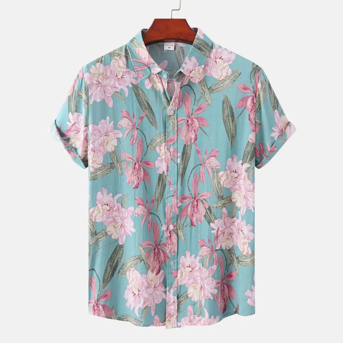 

Men's Floral Print ort Sve Beach irt Slim Fit Youthful Sle Sun Protection Cotton Material Breathable Moisture ng