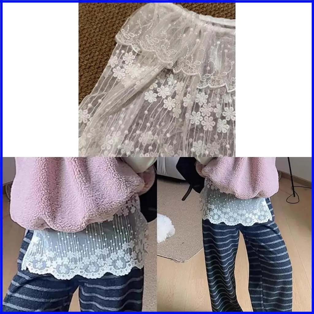 

Ruffle Lace Layering Fake Top Mini Skirt Tieback Lower Shirt Extender Adjustable Girls Women Half Length Skirt