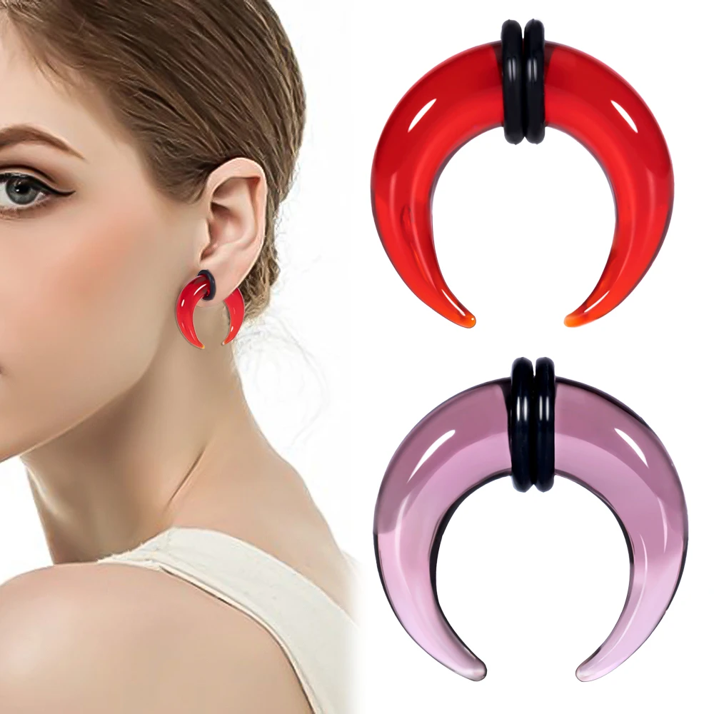 Doearko 1PCS Fashion Cozy Glass Stretching Kits Pincher Taper with O-Rings Buffalo Septum Retainers Hypoallergenic Body Piercing