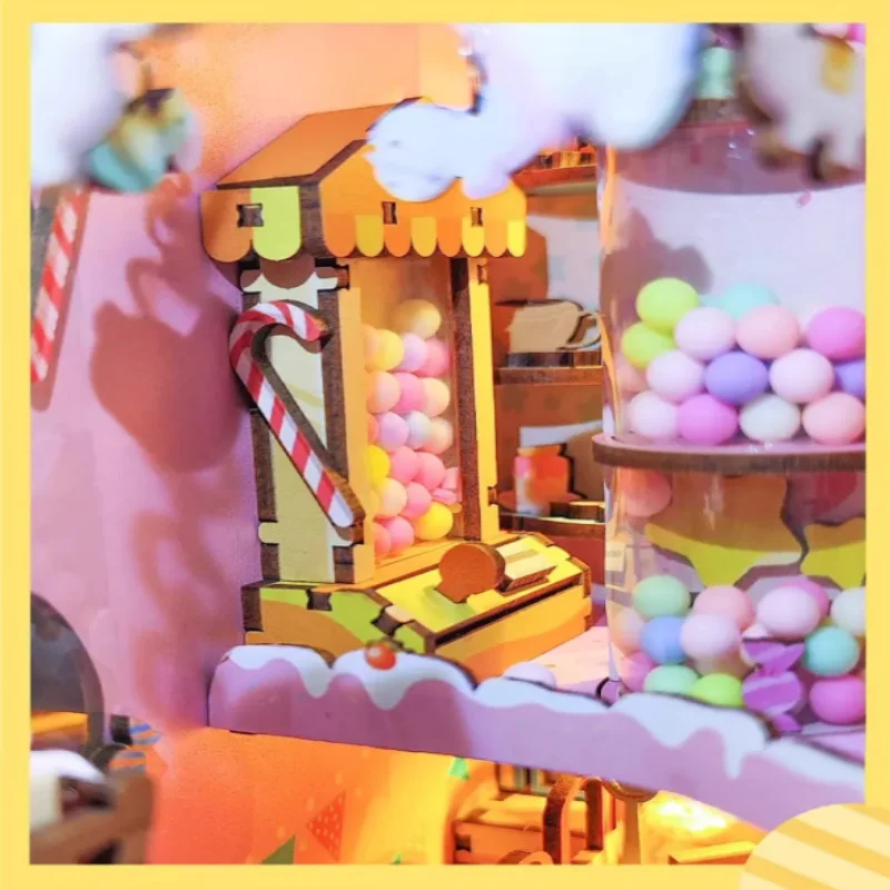 زاوية كتاب القصة على شكل قلب، كوخ خشبي مصغر ثلاثي الأبعاد، هدية رومانسية لديكور سطح المكتب للنساء #5