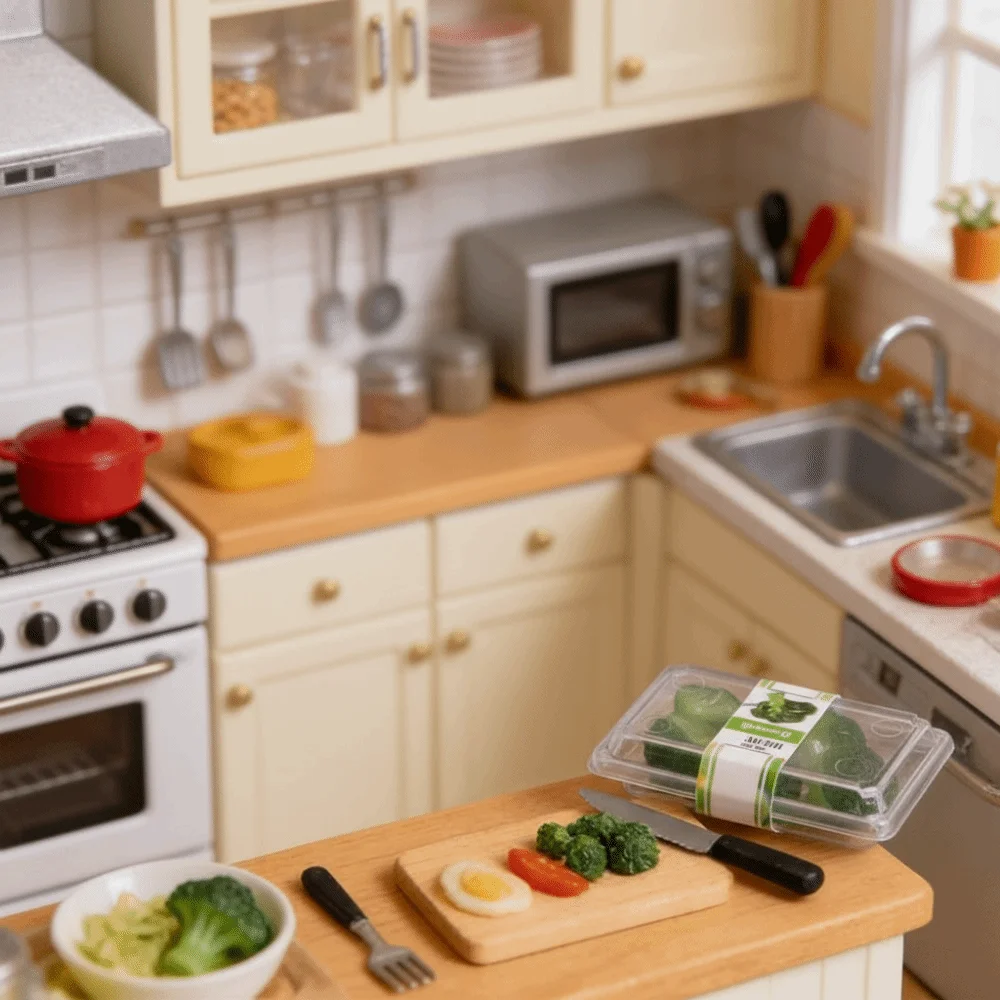 Mini Size Dollhouse Vegetable Model Simulated Design Realistic Details Miniature Fruit Model Clear Box Decorative Items