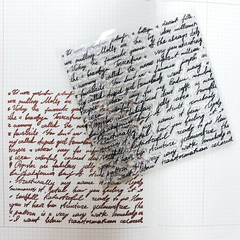 Cursive Paragraph Clear Stamp DIY Hand Writing Journal Diary Background Decorative Stamping Scrapbooking Hobby Craft Supplier