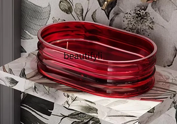 

New Hotel High Luxury Homestay Face Wash Transparent Platform Basin Wash Basin MR-TA8801