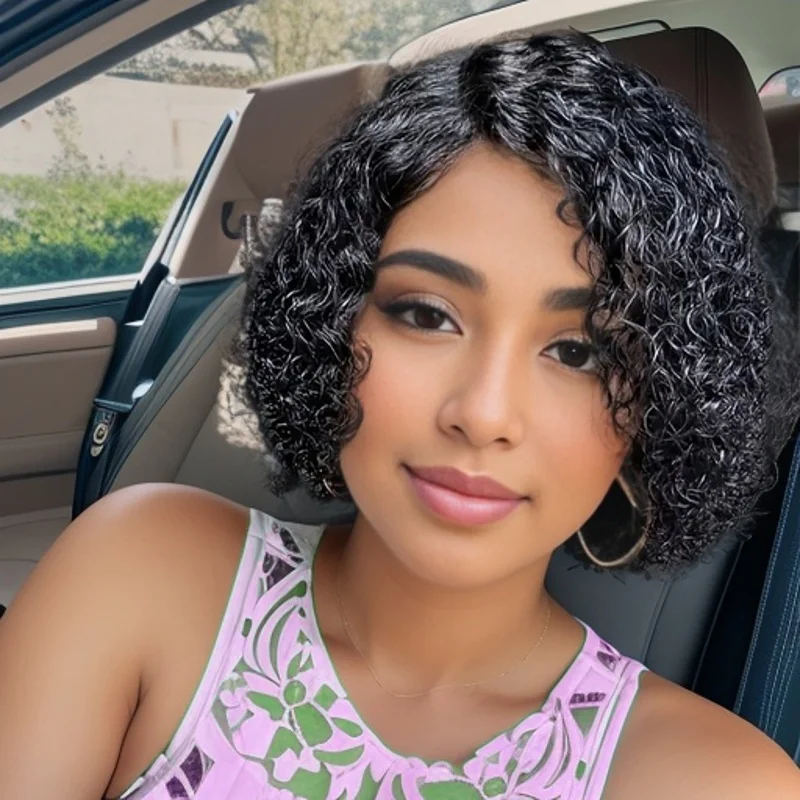 

Короткий вьющийся парик из человеческих волос 13x4, кружевные фронтальные вьющиеся парики боб для женщин