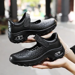 2023 Mom shoes summer new soft sole non-slip nurse women's shoes hollow out breathable casual single shoes