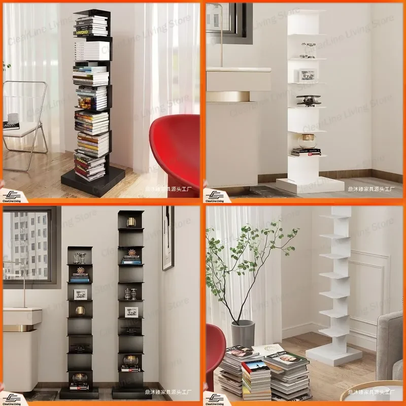 Nordic Invisible Floor to Ceiling Bookshelf Wall Mounted Bookcase for Living Room Study Corner Storage Creative Narrow Small
