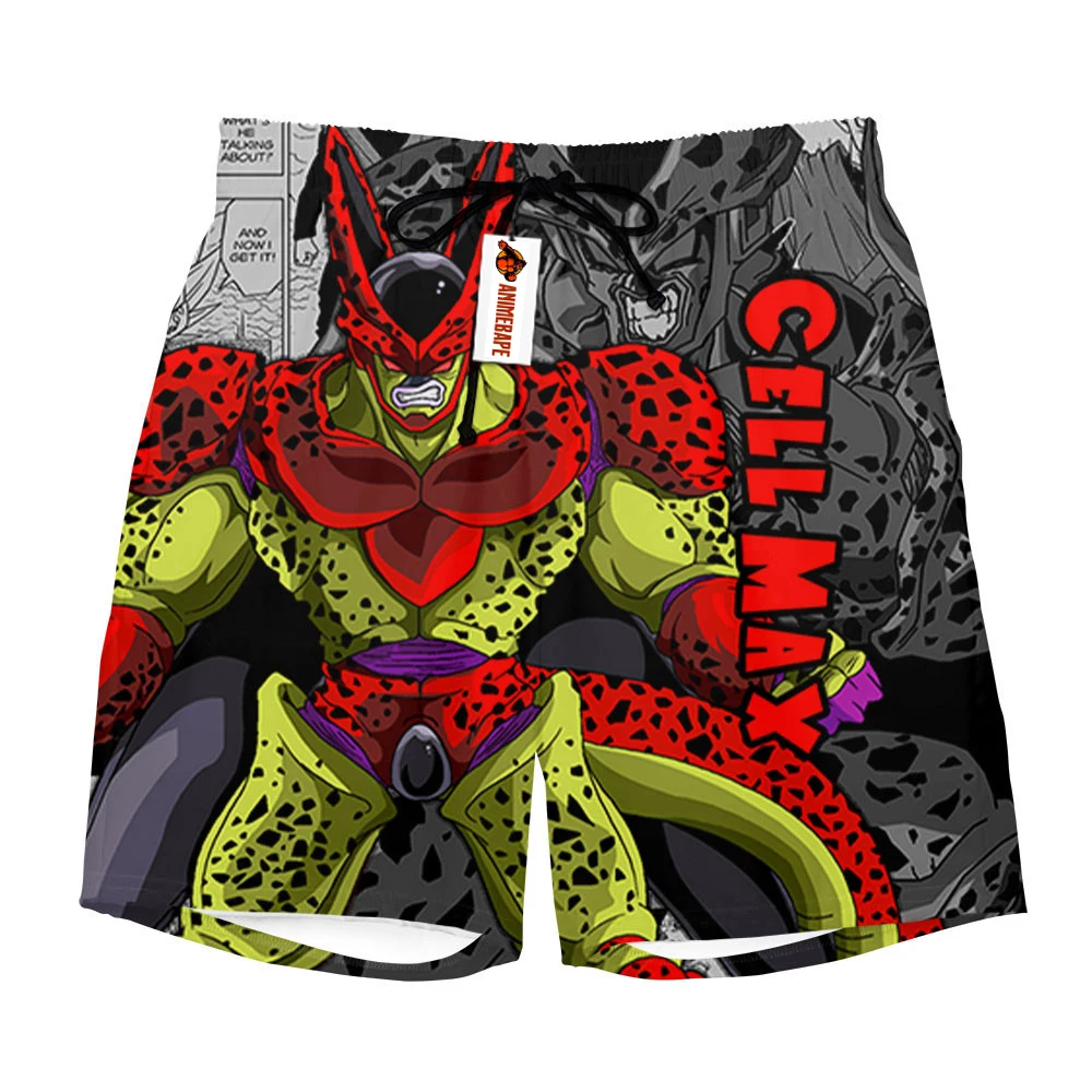 

Dragon Ball Super Cell Max Manga Graphic Quick Dry Shorts Men Moisture Wicking Breathable Beach Swim Trunks Anime Fan Bottoms