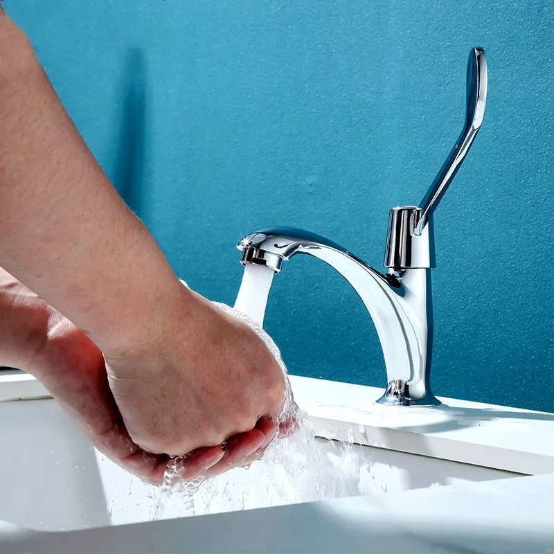 

Смеситель для больничного унитаза с одной холодной длинной ручкой, латунный хромированный смеситель для раковины, больничный кран, смеситель для общественного питания, смеситель для ванной комнаты