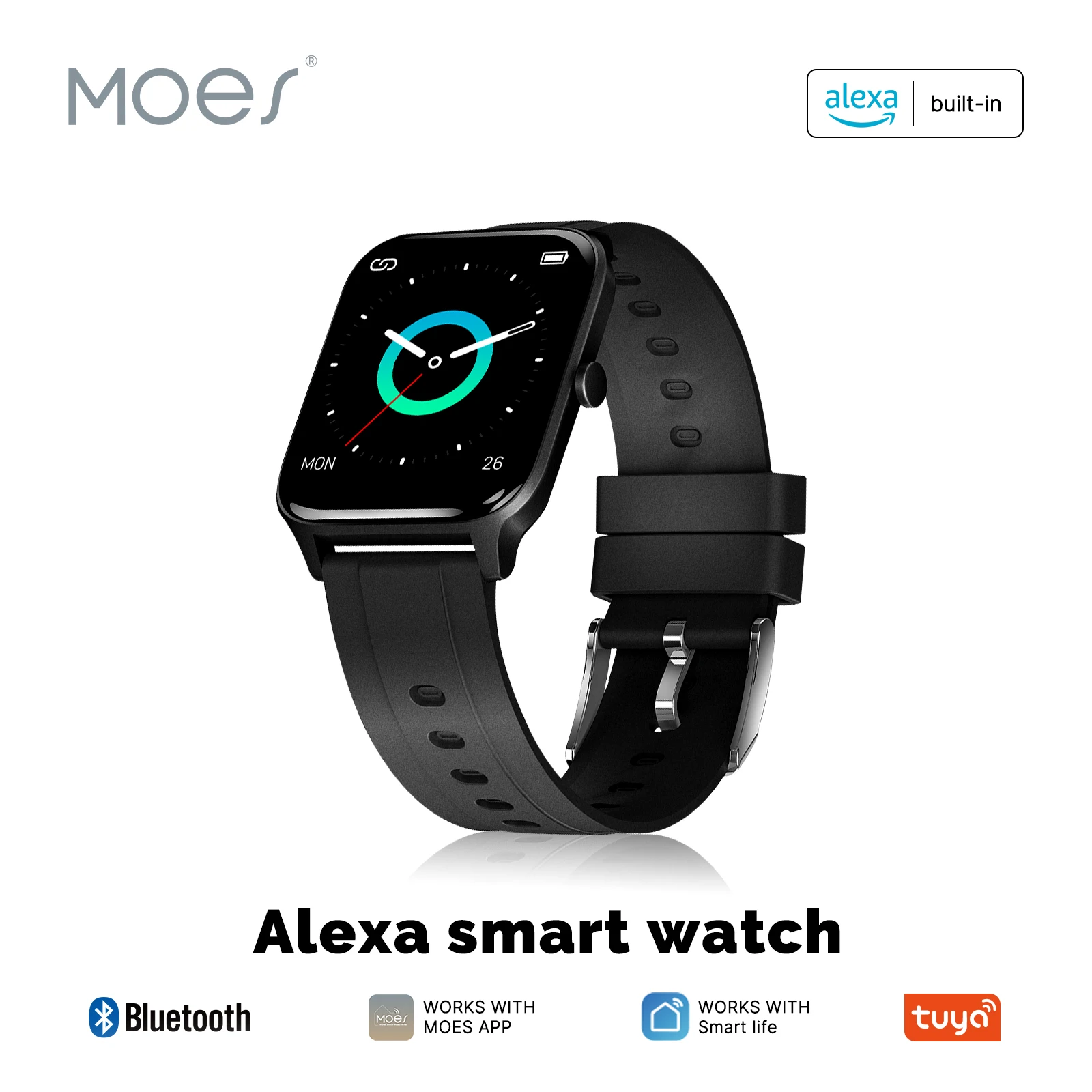 

MOES Smart Watch with Alexa Built-in, IP68 Waterproof, 1.69-inch Color Screen, HR/SpO2 Monitor, Fitness & Sleep Tracker