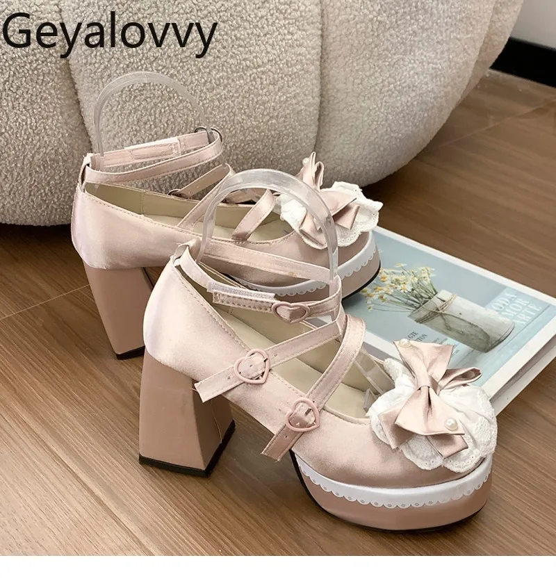 

Purple Versatile High Heels Lolita Style Mary Jane Waterproof Platform High Heels Sweet Girl Party Chunky Heel Single Shoes