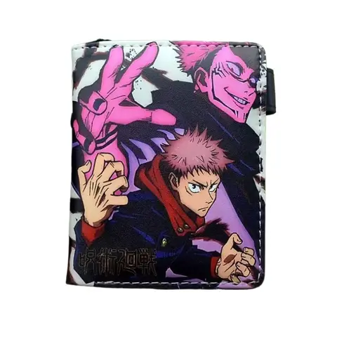 만화 Jujutsu Kaisen Satoru Gojo Bifold 짧은 남성용 지갑 Itadori Yuji Fushiguro Megumi 여성용 카드 소지자 동전 지갑