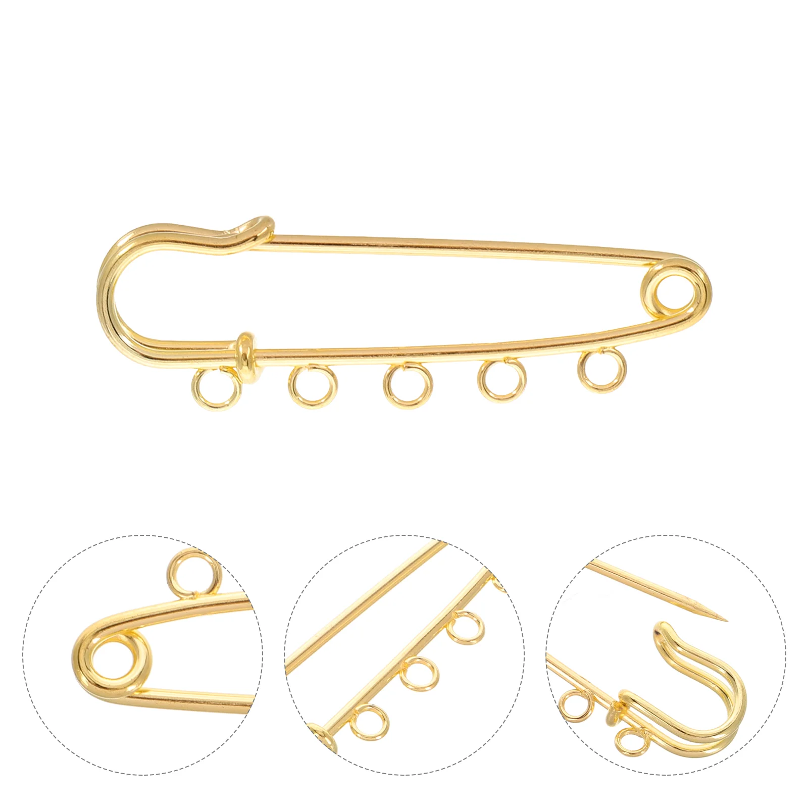 

10 Pcs 5 Hole Safety Pin Turban Pins Gold DIY Clothes Dress Hat Brooches Accessories Metal Alloy with Holes Cardigan Jewelry