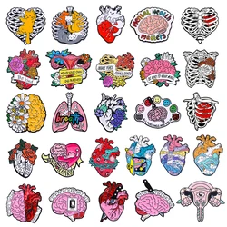 Creative Cartoon Flower Heart Enamel Pins Breathe The Lung Uterus Brain Planet Brooch Badge Trendy Charm Lapel Jewelry Gift