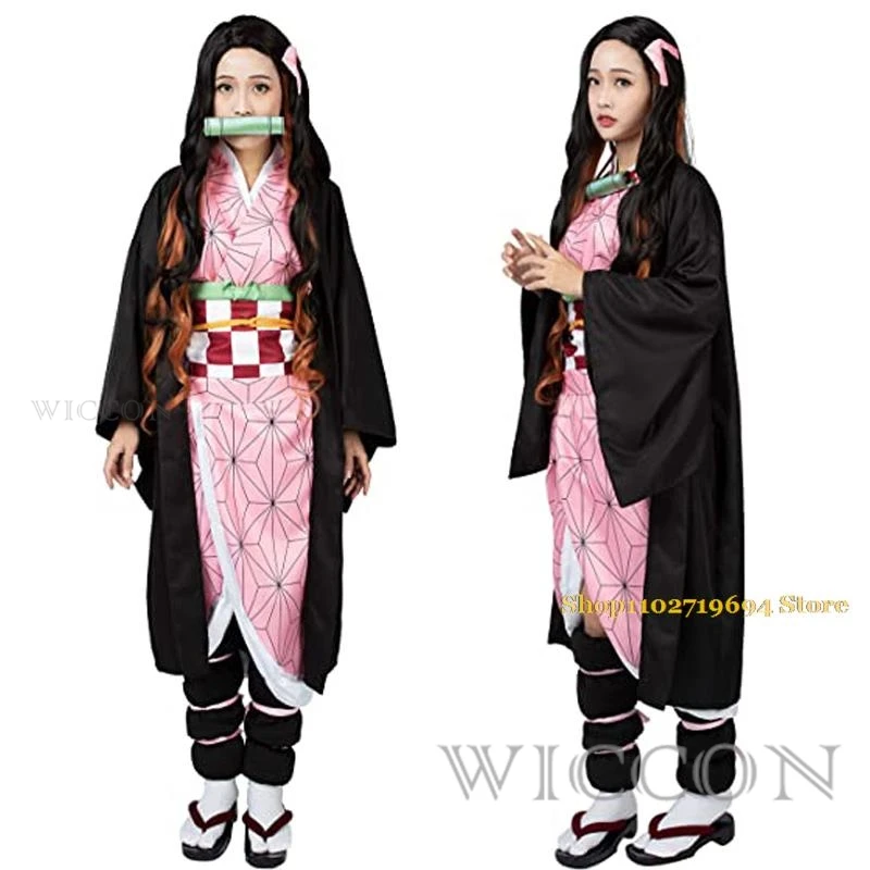 Nezuko Cosplay  Kamado Nezuko Cosplay Costume Anime  Uniform Adult Kids Halloween Clothes for Women image 2