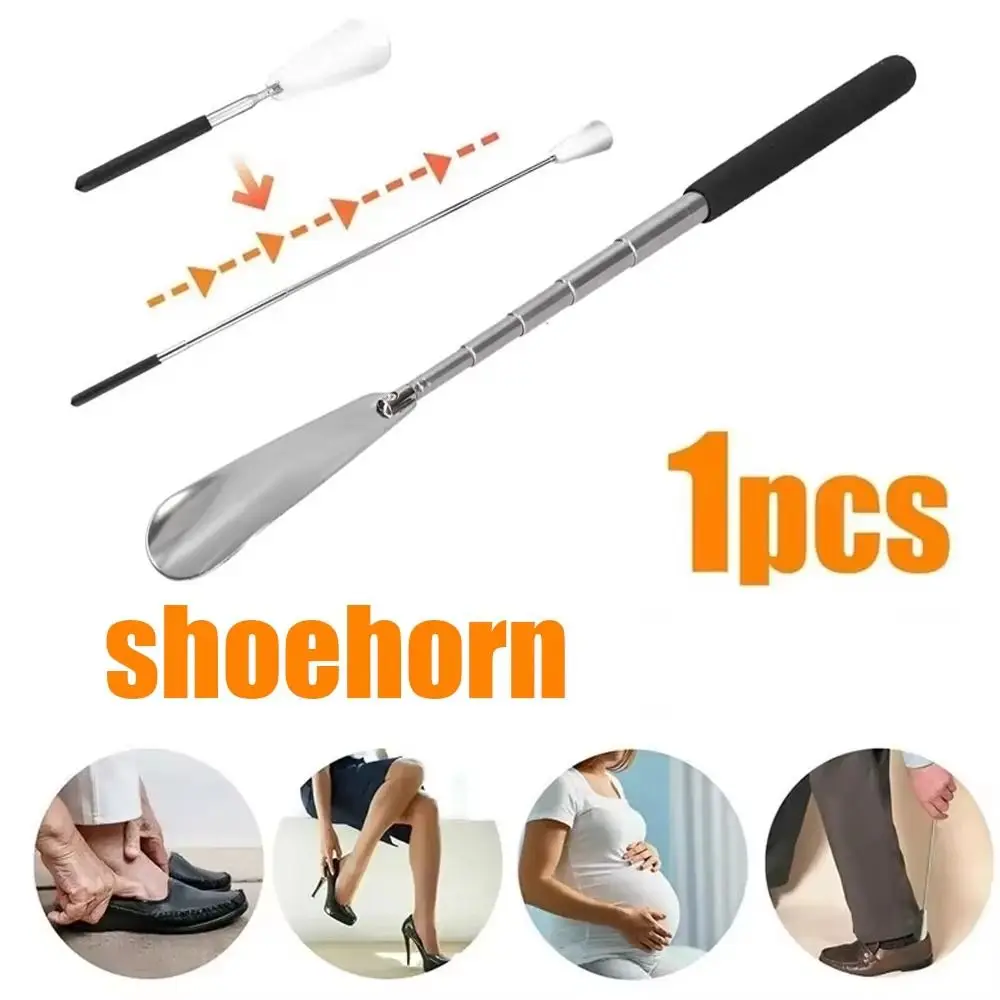 Stainless Steel Extendable Shoe Horn Adjustable Length Ergonomic Retractable Shoehorn Flexible Design Durable