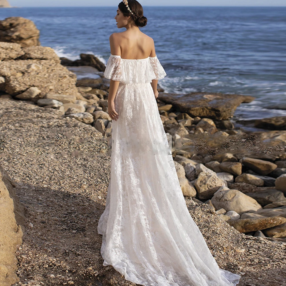 Robe de mariée de plage, grande taille, bretelles spaghetti, romantique, élégante, Style trapèze, sur mesure, toutes les tailles, 2022