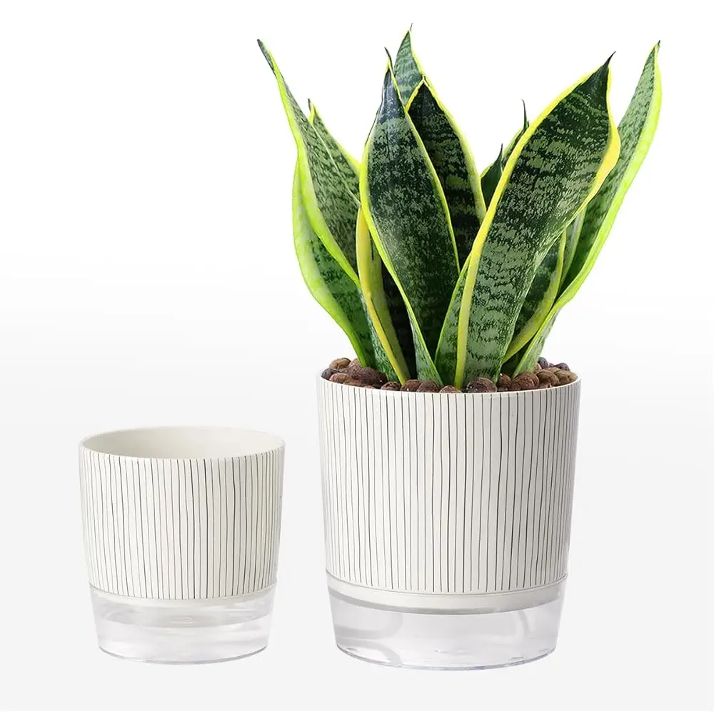 

Самополивающиеся горшки для комнатных растений, цветочные горшки, самополивающиеся кашпо - 2 шт., 4+5,3 дюйма, черные полосы