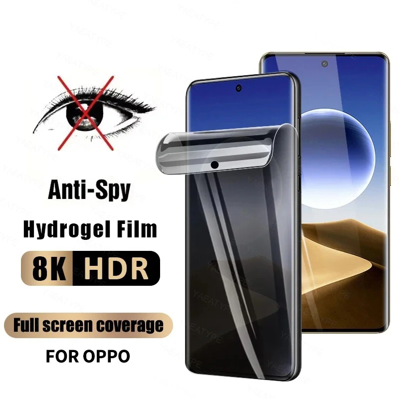 

3Pcs Privacy Hydrogel Film For OPPO Reno 13 12 11 10 9 8 Pro Plus 5 Lite 7 6 SE Screen Protector Without Fingerprint Unlocking