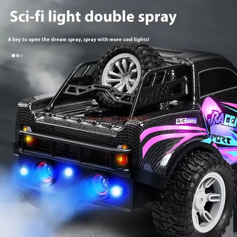 Remote Control Car Spray Pickup Four Wheel Drive Off Road Racing Car Drift Dynamic Music Children Toys Birthday Gift Decorations