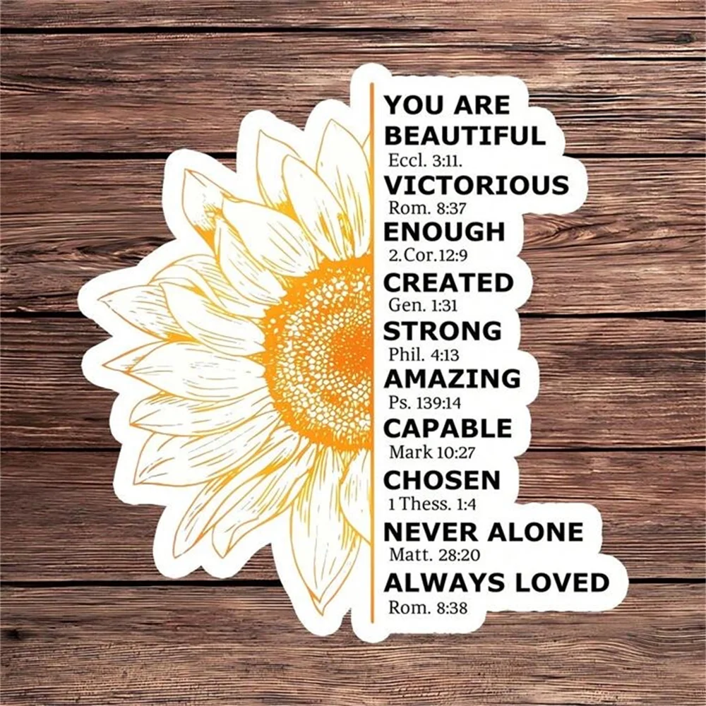 10 PCS Positive Quote Sunflower Inspirational Motivational Sticker For Laptop Journal Personal Decor Aesthetic Sunflower Decal