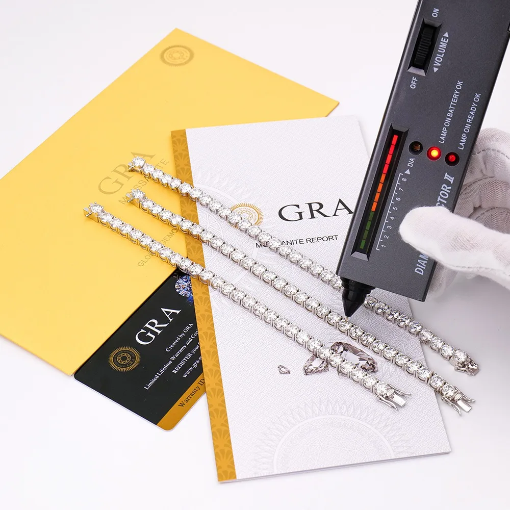 Fabrikpreis 3-6,5MM S925 Sterling Silber D-Farbe VVS1 Moissanit Tennis-Armband mit GRA-Zertifikat für Damen und Herren – Detail 8