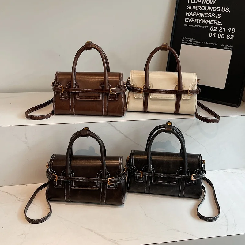 

2025 Girls Top Handle Bag, Chic Shoulder Purse for Women, Versatile Crossbody Tote, Minimalist Day-to-Night Bag, Textured Sling