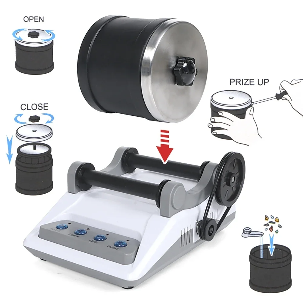 Imagem -05 - Rocha Elétrica Tumbler Faça Você Mesmo Brinquedo Máquina de Pedra com Pedras Preciosas Ásperas Polimento Grãos para Adultos Crianças Faça Você Mesmo Polimento Moedor Máquina
