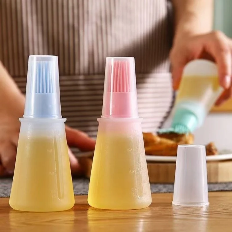 Food Grade Silicone Oil Brush Bottle With Detachable Brush Head Heatproof Grill Baking Tool For Steak Egg Pancake Kitchen Tool